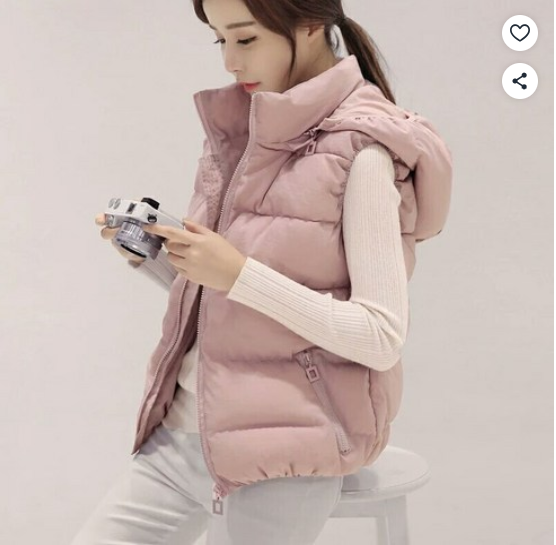 해피유통 여성용 후드 패딩 점퍼 겨울 빅사이즈 조끼 따뜻한 패딩조끼