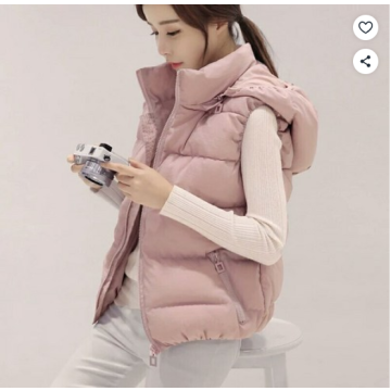 해피유통 여성용 후드 패딩 점퍼 겨울 빅사이즈 조끼 따뜻한 패딩조끼